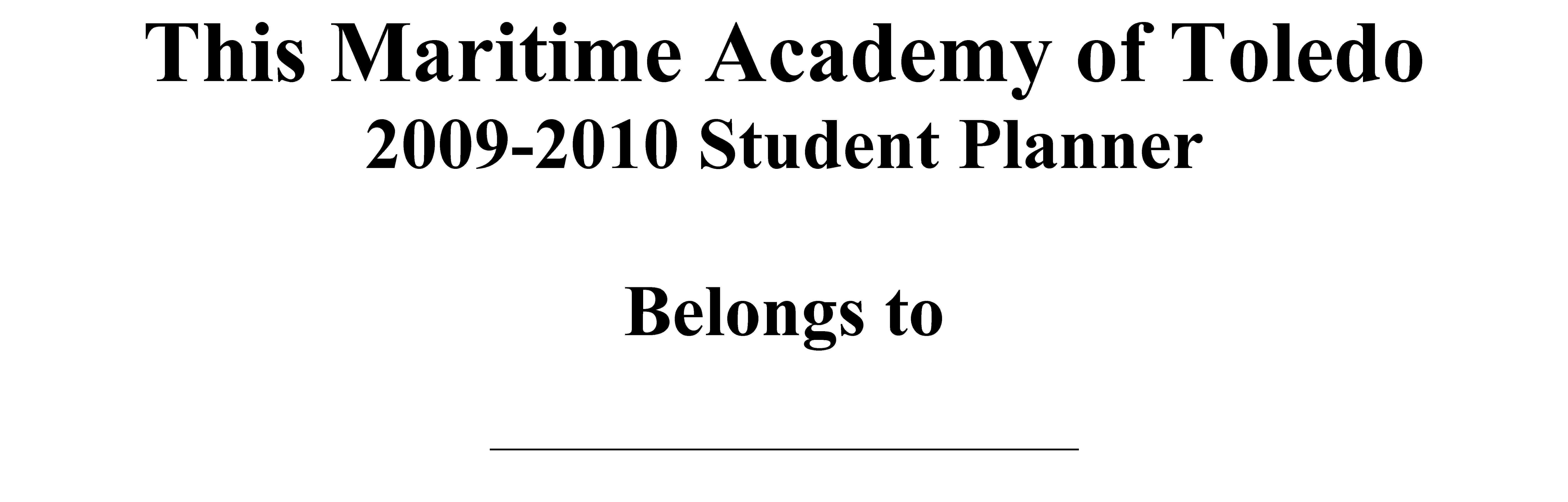 Student Handbook for the 2011-2012 School Year