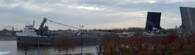 Freighter On the Maumee -- View from school windows
