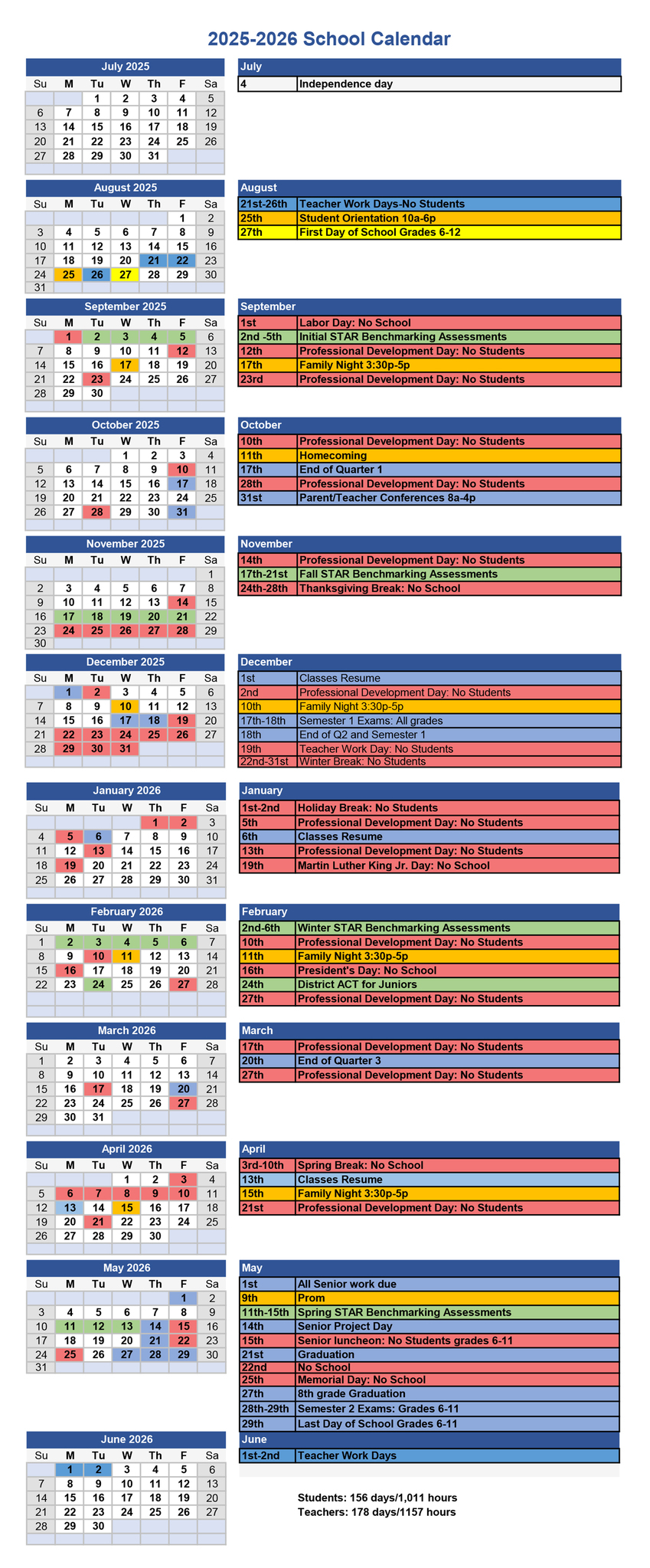 2025-26 School Calendar